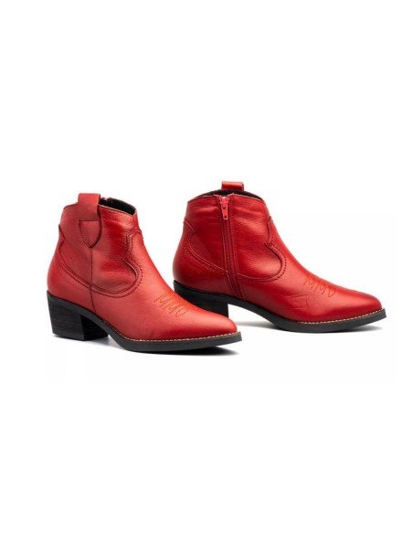 Botines Mujer Cowboy Rojo