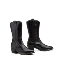 Black leather cawboy women's boots