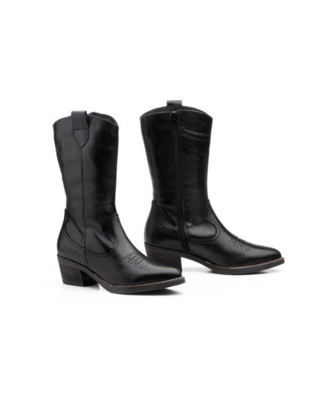 Botas Mujer Cowboy Piel Negras
