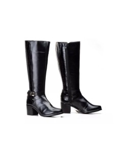 Women's black leather boots