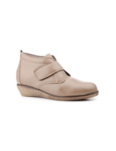 Botines Mujer Confort Velcro Taupe