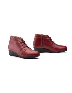 Woman Leather Comfortable Burgundy Ankle Boots.