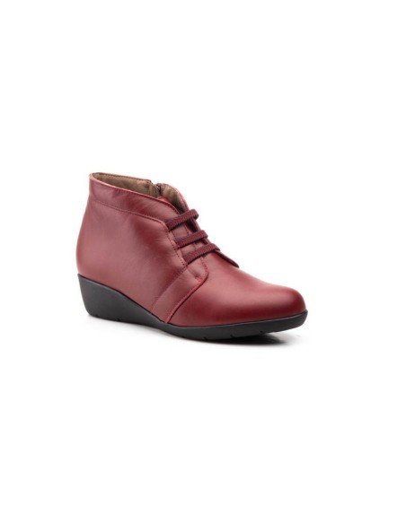 Botines Mujer Piel Cómodos Burdeos