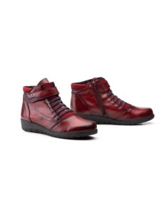 Comfortable Leather Ankle Boots Velcro Burgundy