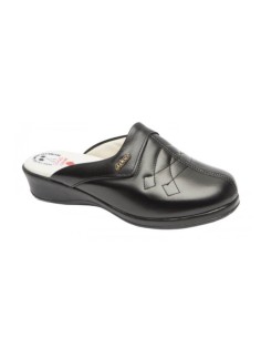 Anatomical comfortable black leather clogs