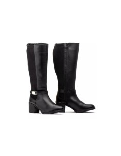 Women's leather and elastic boots