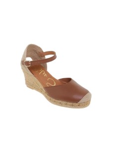 Brown leather esparto wedges