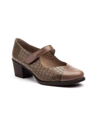 zapatos mujer piel tacon velcro