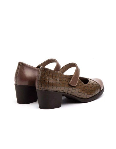 zapatos mujer piel tacon velcro