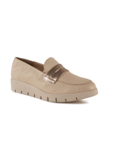 Mocasines Mujer Piel Beige