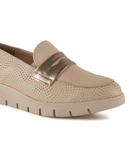Mocasines Mujer Piel Beige