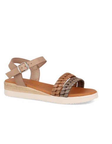 Sandalia mujer cuña piel