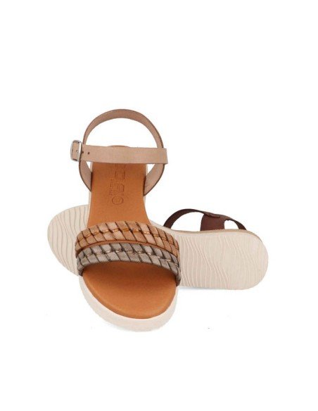 Sandalia mujer cuña piel