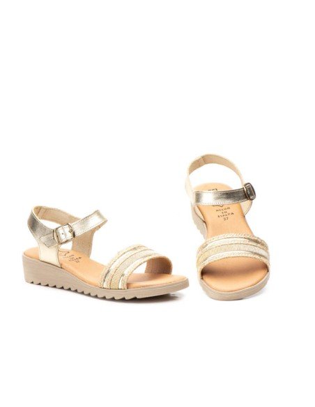 Sandalias mujer piel oro