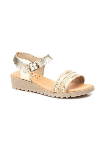 Sandalias mujer piel oro