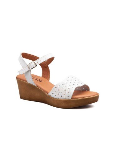 Sandalias cuña piel blancas