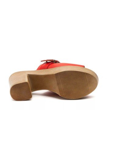 Zuecos Mujer Piel Rojos