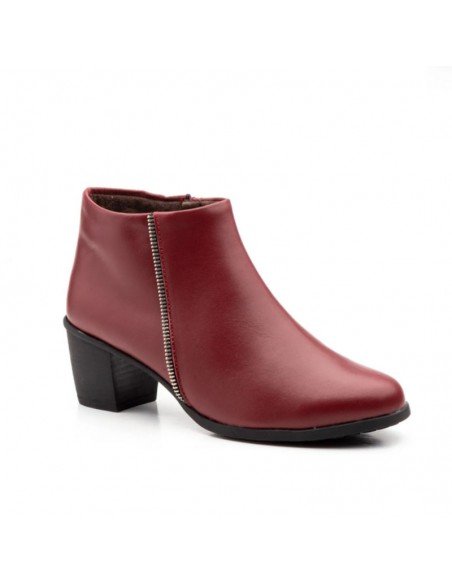 Botines Tacón Piel Burdeos