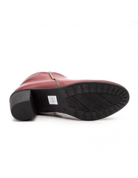 Botines Tacón Piel Burdeos