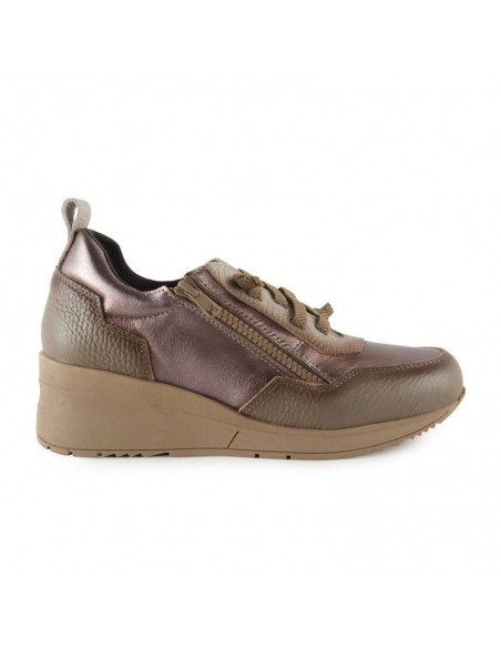 Zapatos Mujer Cuña Piel Taupe