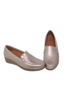 Mocasines piel metalizada mujer
