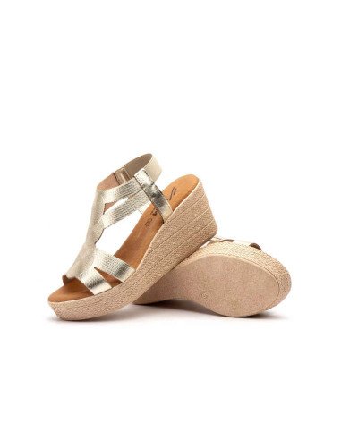 Sandalias Mujer Cuña Metalizada