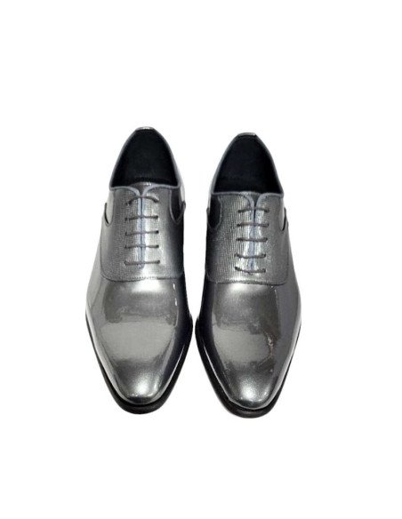 Zapatos Hombre Charol Plata