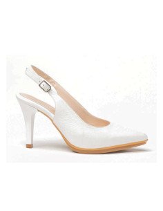 Zapato salón destalonado blanco