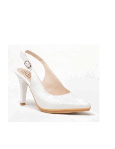 Zapato salón destalonado blanco 2