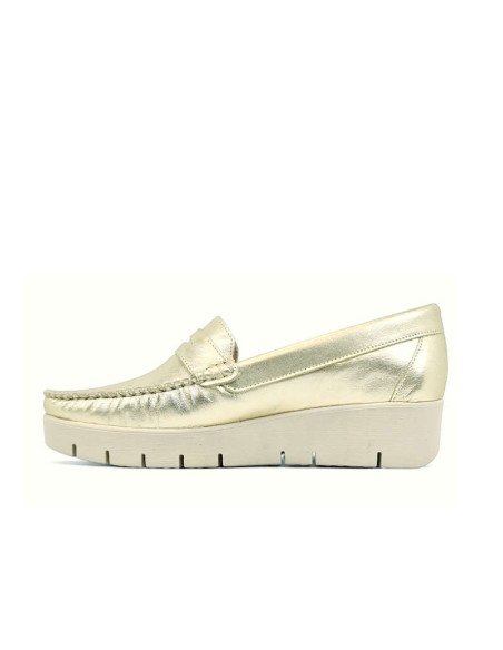 Mocasines mujer piel metalizada