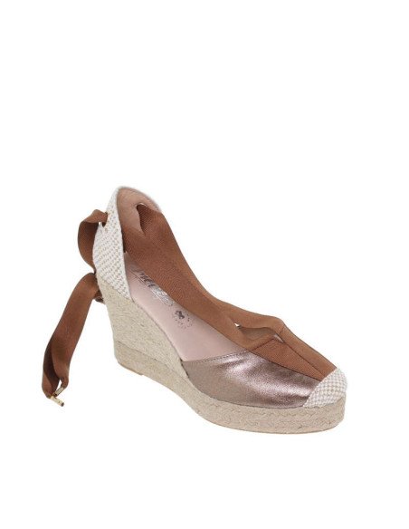 Cuñas esparto piel marrones