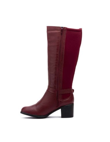 Botas altas piel elásticos burdeos