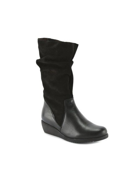Bota Mujer Piel Cuña Negra Tupie