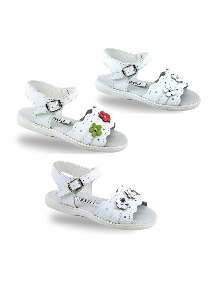Sandalia Niña Piel Flores